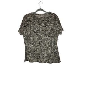 Athleta Brown Black Animal Print Cotton Tee Shirt Size 1X